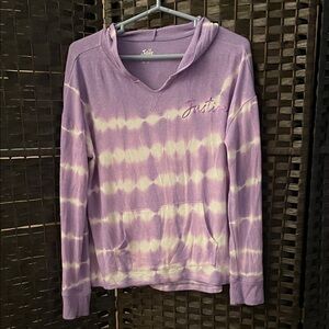 Justice Lavender and Cream Tie-Dye Hoodie